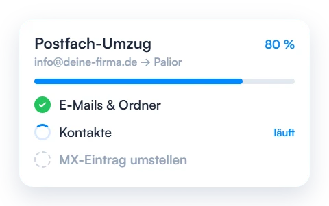 Postfach-Umzug zu 80 Prozent: E-Mails und Ordner übernommen, Kontakte laufen