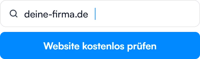 Eingabefeld mit der Adresse deine-firma.de und dem Button Website kostenlos prüfen
